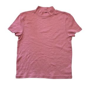 American Eagle pink mock neck short sleeve shirt